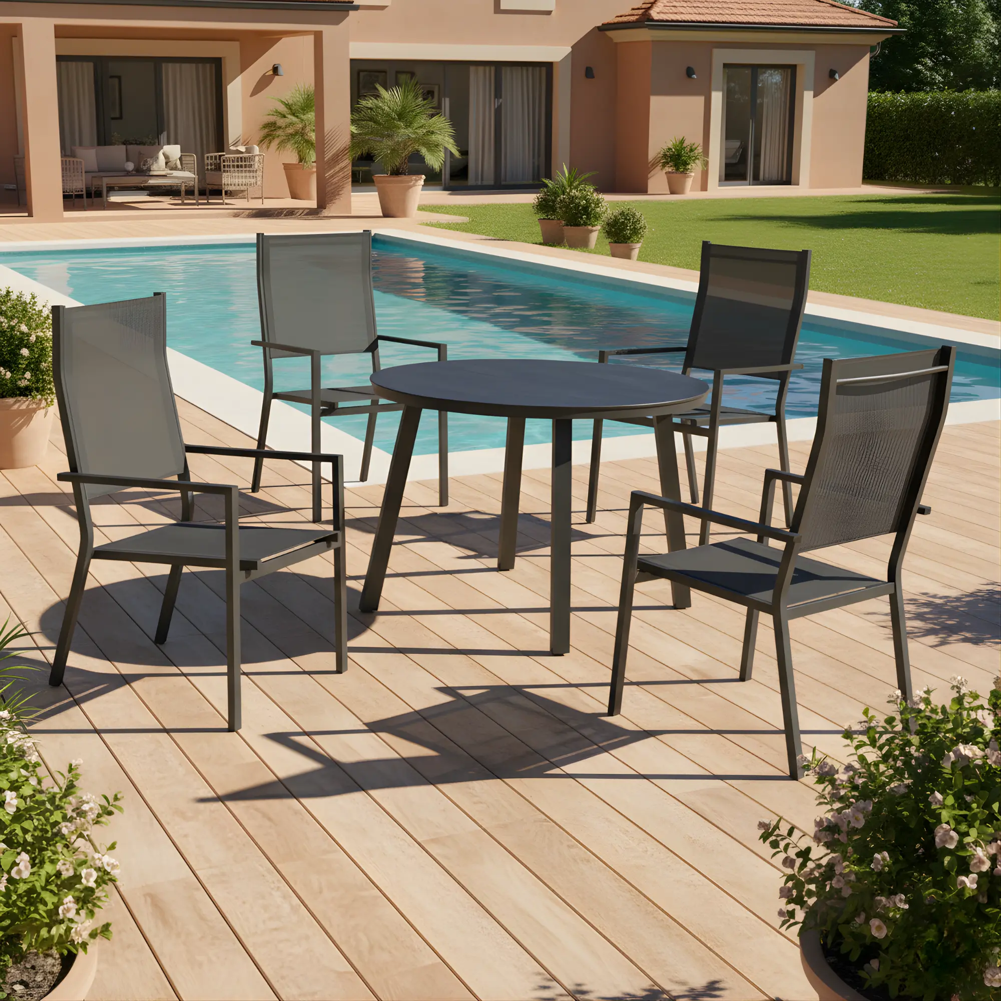 Mesa redonda de aluminio California 100