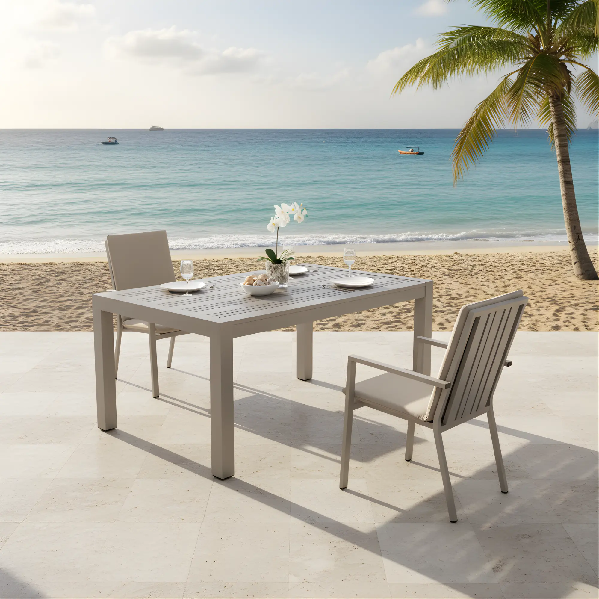 Mesa rectangular de aluminio Paola 180