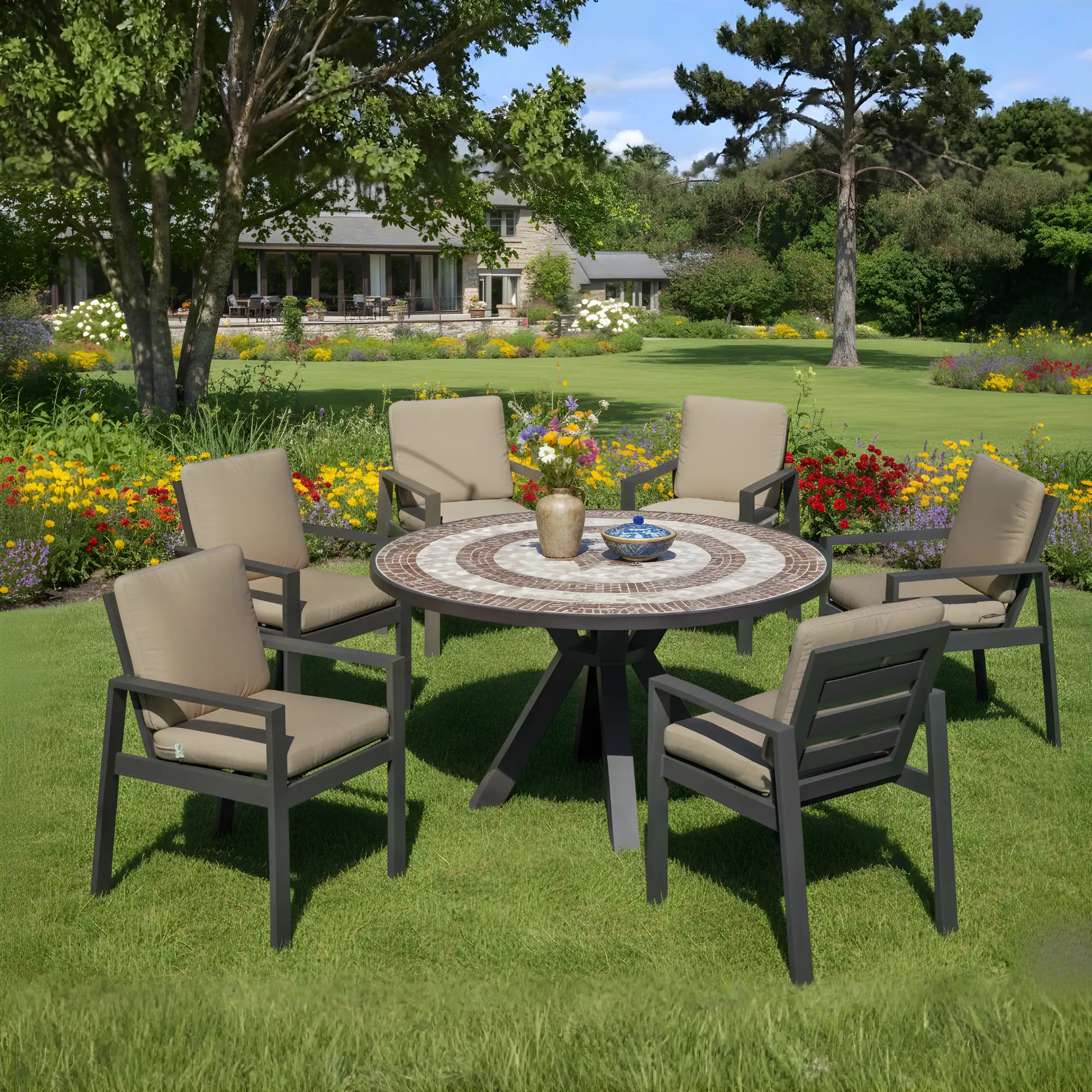 Mesa redonda mosaico de 150Ø Saracoa