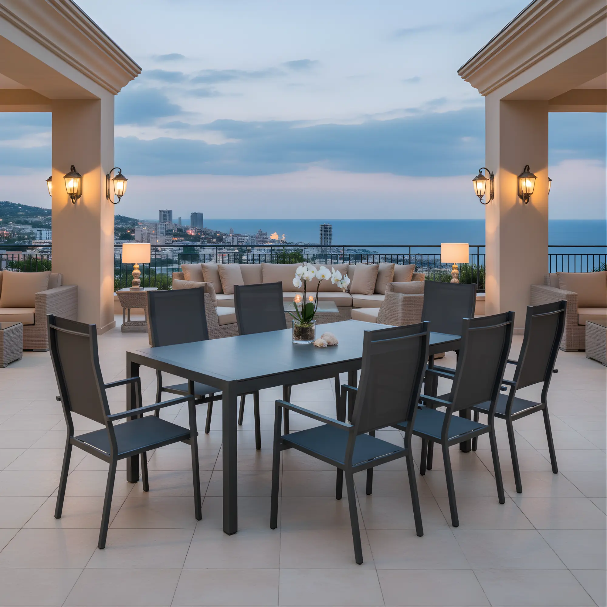 Mesa de jardín con tablero cerámico Palermo 160