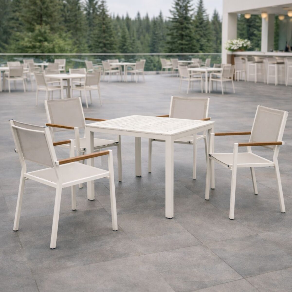 Conjunto de mesa y sillas de aluminio MOASIS/NALOA 90