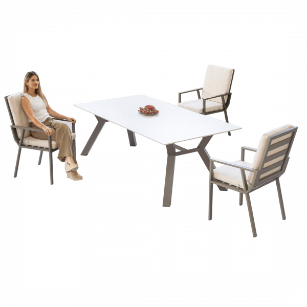 Mesa de exterior Veneto 160 con tablero de piedra sinterizada