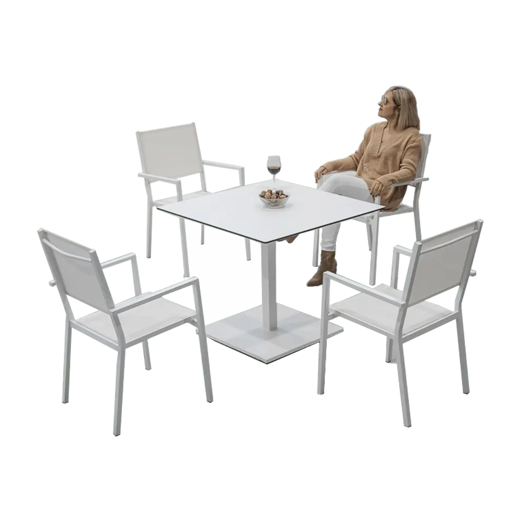 Pack de mesa y 4 sillas de terraza en aluminio Brisol