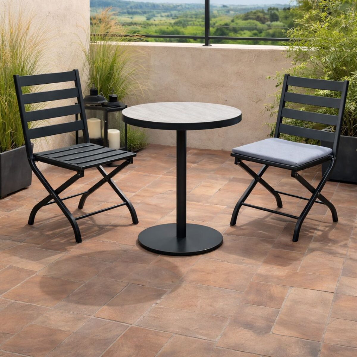 Conjunto de mesa y dos sillas plegables ADELID 60/CALESIA