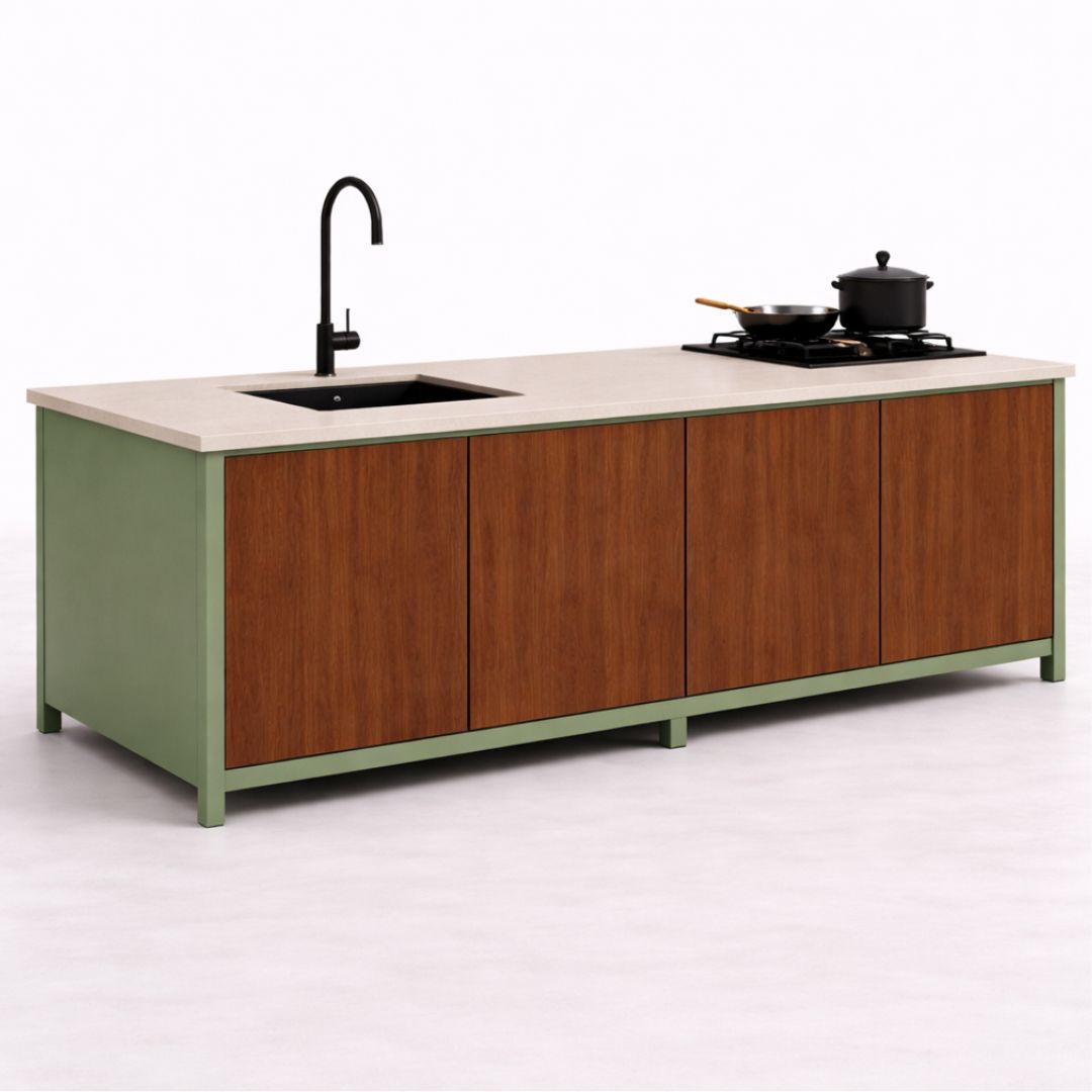 Cocina de exterior lineal de aluminio