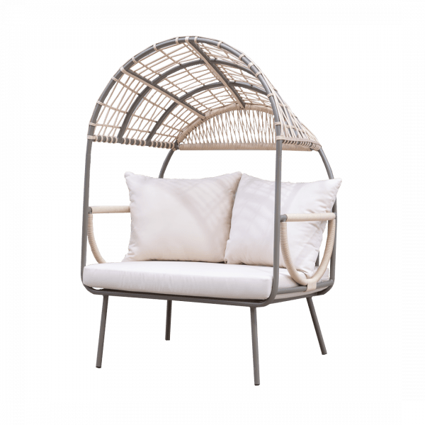 Sillón doble de jardín Derek en aluminio y cuerda