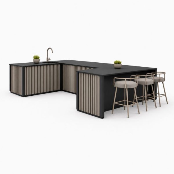 Cocina exterior en forma de U