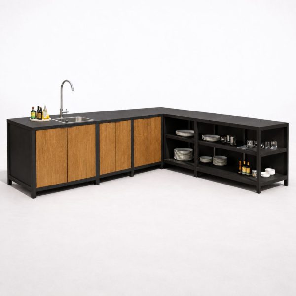 Cocina exterior modular aluminio con encimera de HPL