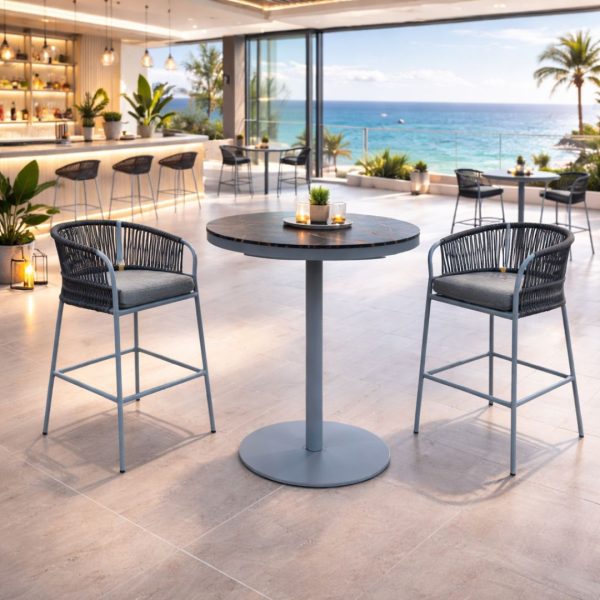 Conjunto mesa bristro y taburetes altos ADELID 90 /MIAMI