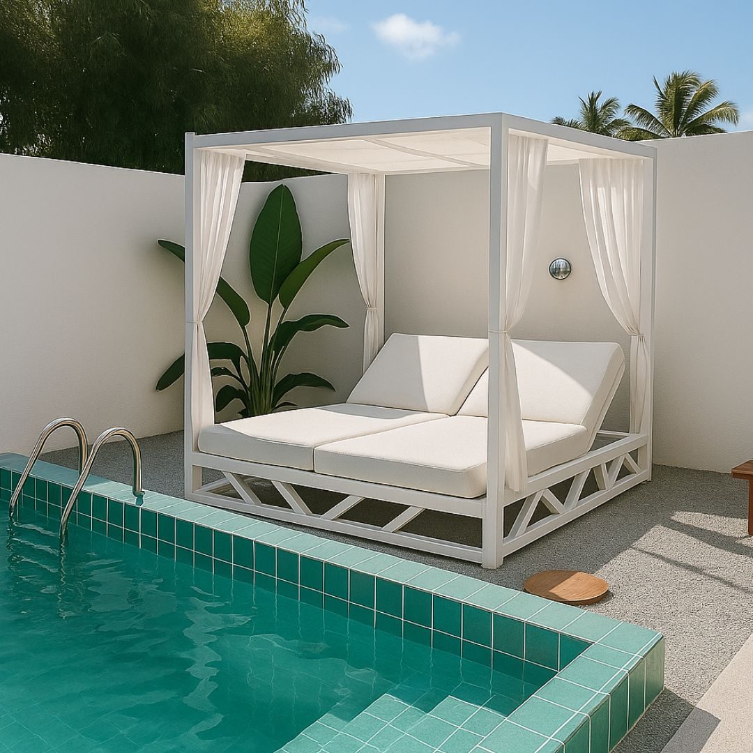 cama balinesa con cortinas