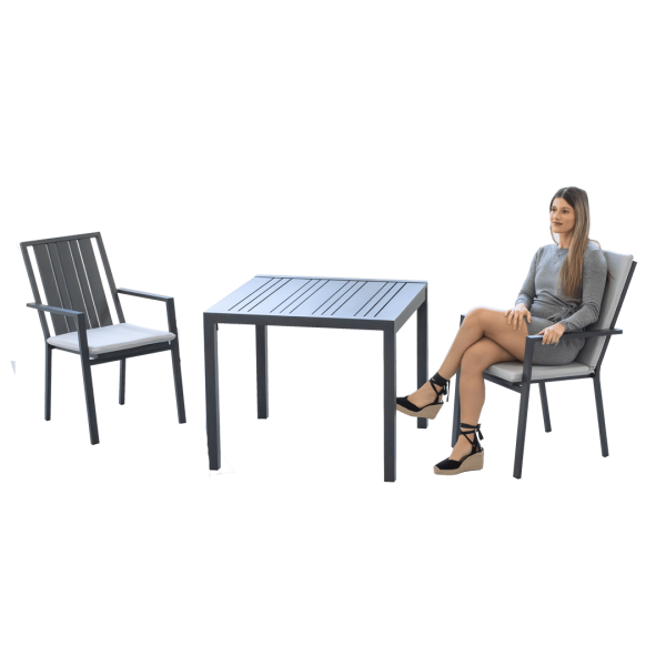 Mesa de aluminio de jardín Naloa 90x90