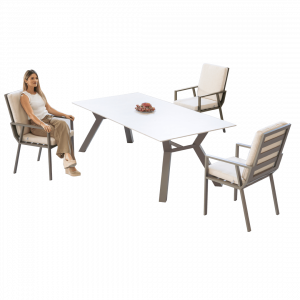 Mesa de exterior Veneto 160 con tablero de piedra sinterizada