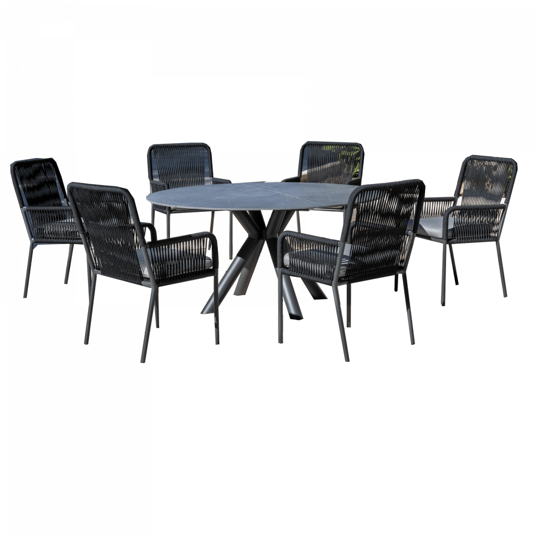 Mesa de exterior redonda Palawan 120Ø piedra
