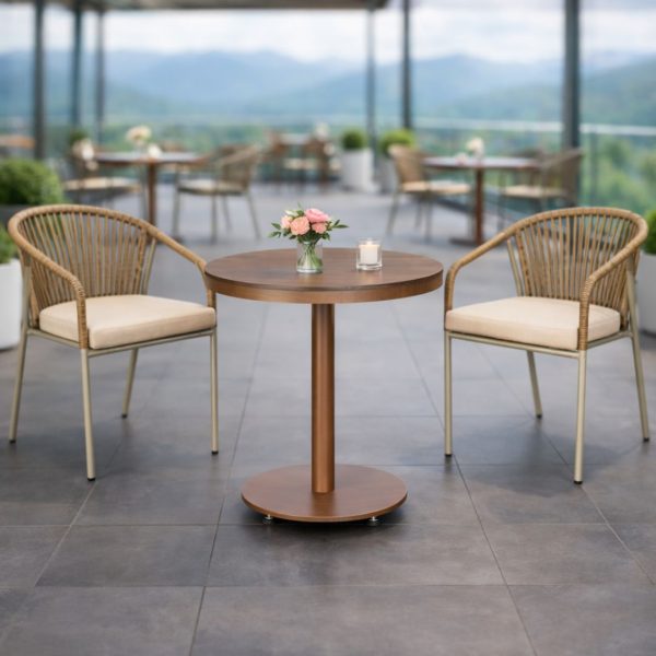 Conjunto mesa redonda y sillas restaurante ALDEREN/ ADELID 80