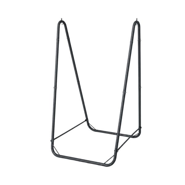 Soporte metálico negro para silla o sillón colgante con base amplia y estructura independiente