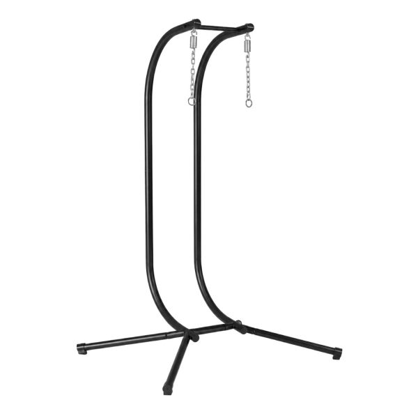Soporte metálico negro para sillón colgante doble con cadenas y base estable