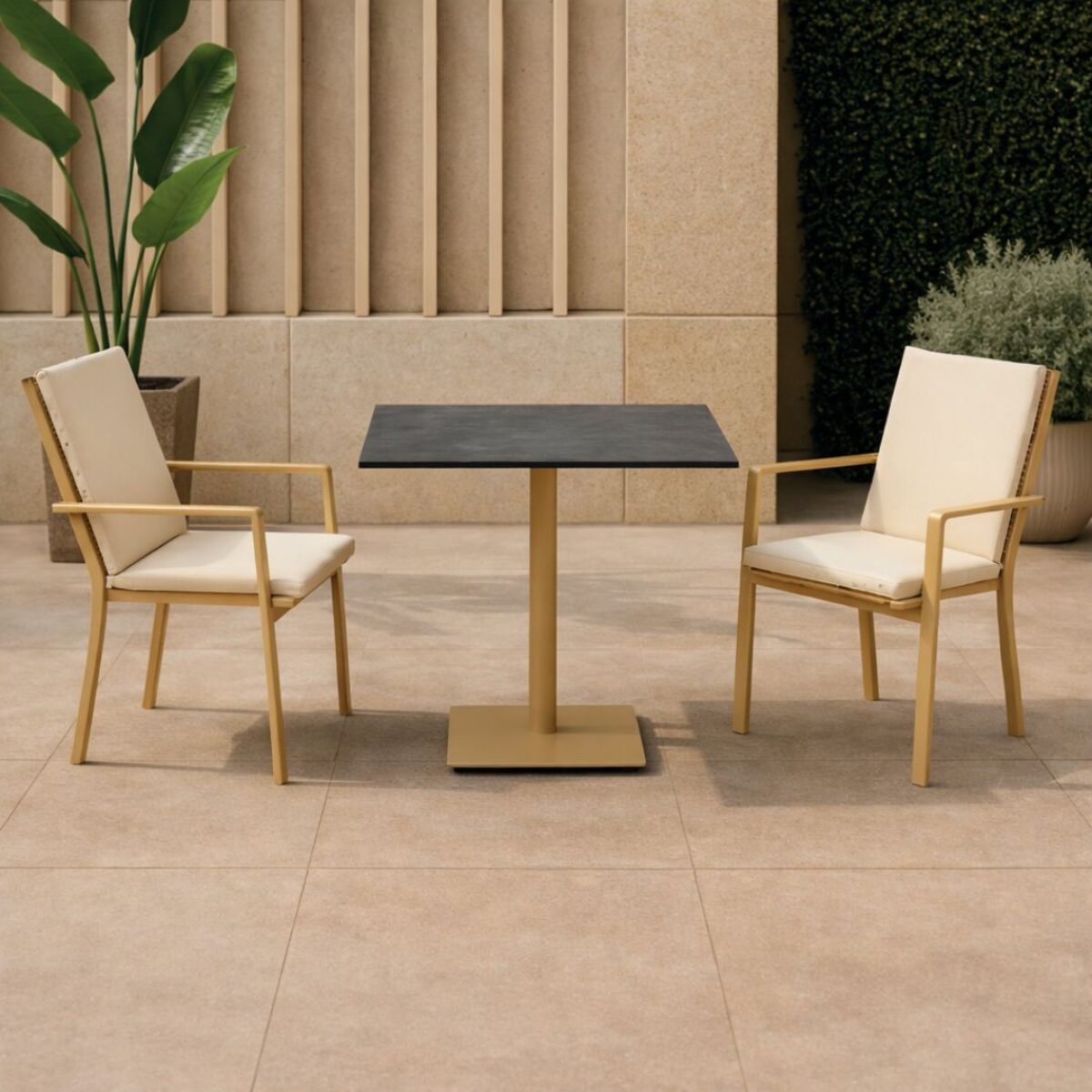 Conjunto de mesa cuadrada y dos sillas PAOLA/VASELIN 90