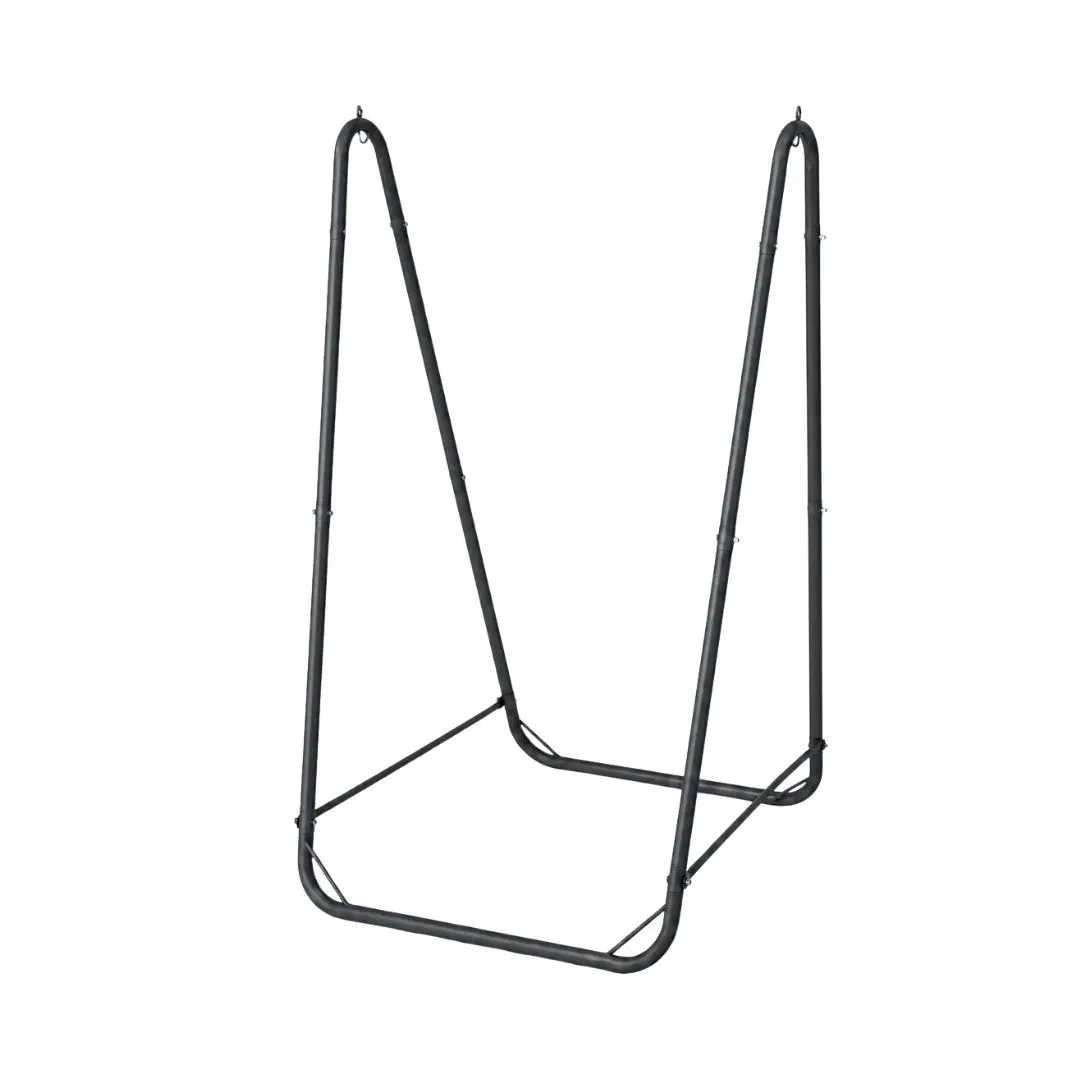 Soporte metálico negro para silla o sillón colgante con base amplia y estructura independiente